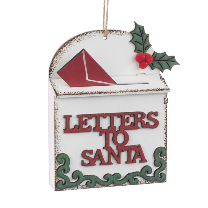 Wooden ‘Letters to Santa’ box, 12cm tall, multi-coloured festive design, sturdy wood, perfect for Christmas décor – Keans