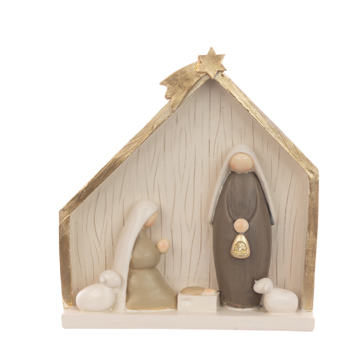Contemporary Resin Nativity Scene – Cream 18cm - Image 1