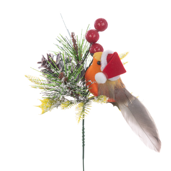 Robin in Santa Hat Pick – 22cm