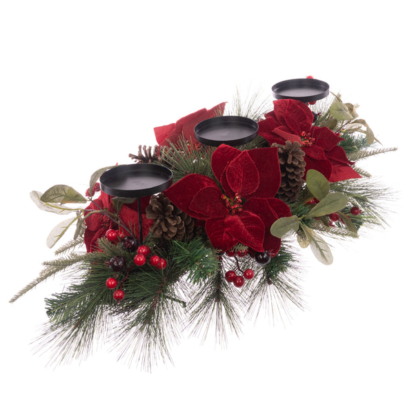 Poinsettia 3 Candle Holder 81cm