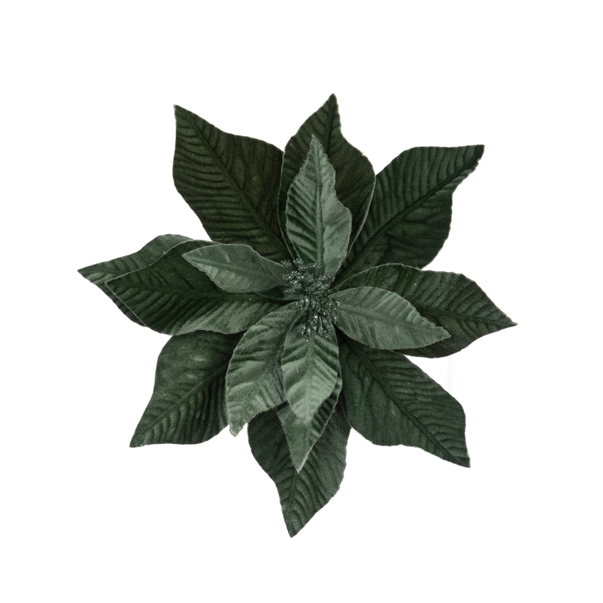Velvet Poinsettia Clip – Sage Green 31cm - Image 1
