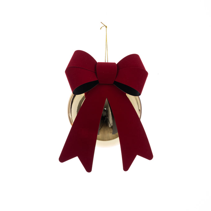Gold Ball with Deep Red Bow 15cm - Image 1