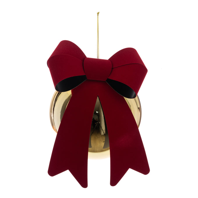 Gold Ball with Deep Red Bow 20cm - Image 1