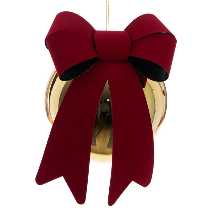 Gold Ball with Deep Red Bow 25cm - Image 1