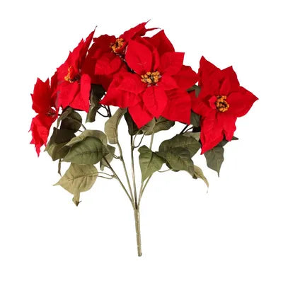 20"  Large Red Poinsettia Bush - Image 1