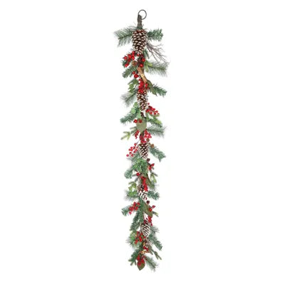 Pine, Cone & Red Berry Garland - 180cm - Image 1