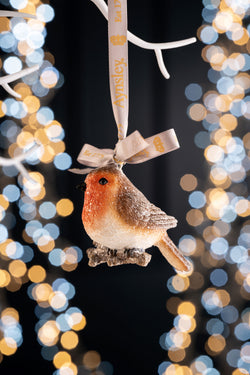 Christmas Glitter Robin - Hanging Ornament