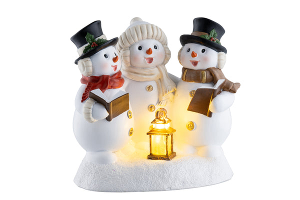 Aynsley Trio of Snowmen Carol Singers LED Figurine