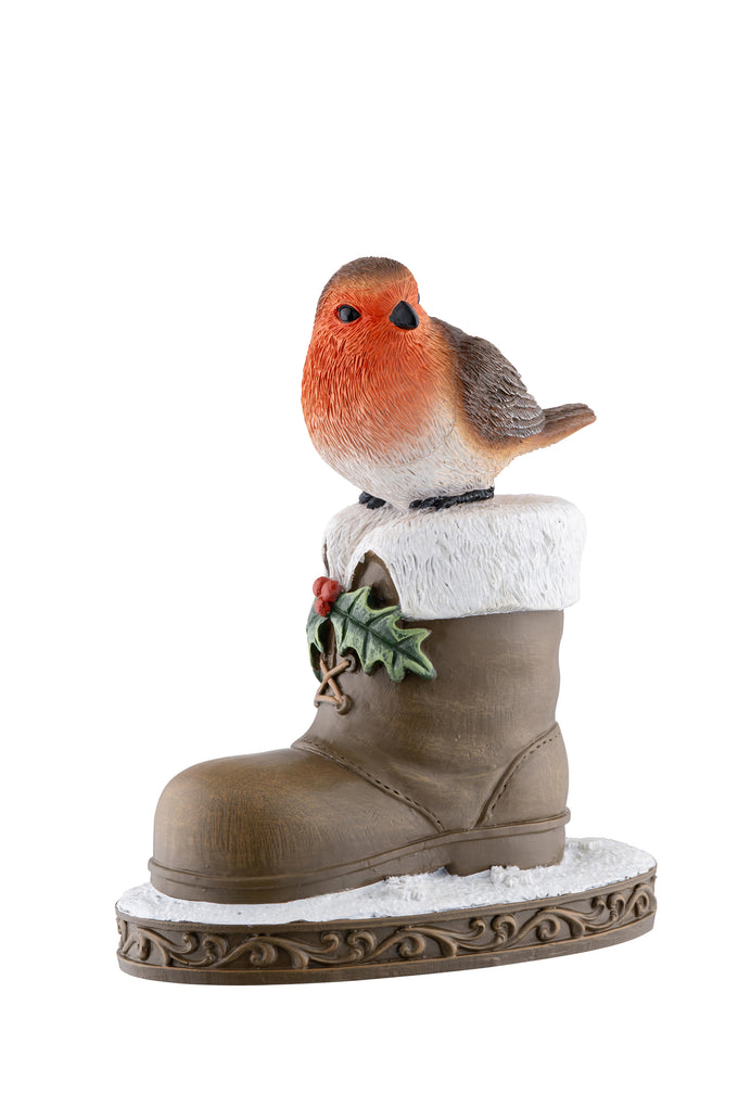 Christmas Robin & Boot Figurine - Image 2