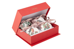Christmas Robins & Holly Flat Ornaments 4 piece