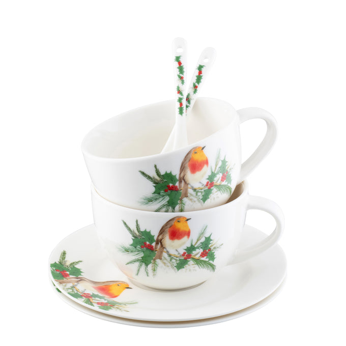 Aynsley Robin cappuccino and hot chocolate cups set of 2, elegant design, available at Keans Claremorris.