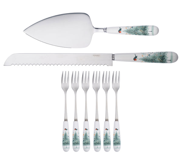 Aynsley Little Robin Christmas Tree Pastry Set