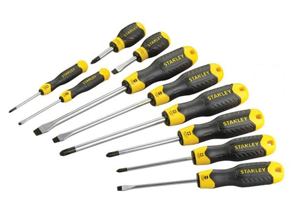 Stanley 10 Piece Cushion Grip Screwdriver Set with wallet, chrome plated, comfortable handles – available at Keans