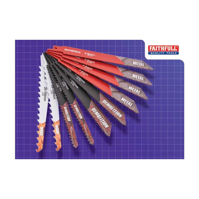 FAITHFULL Sabre Saw Blade Set, 10 Piece - Image 2