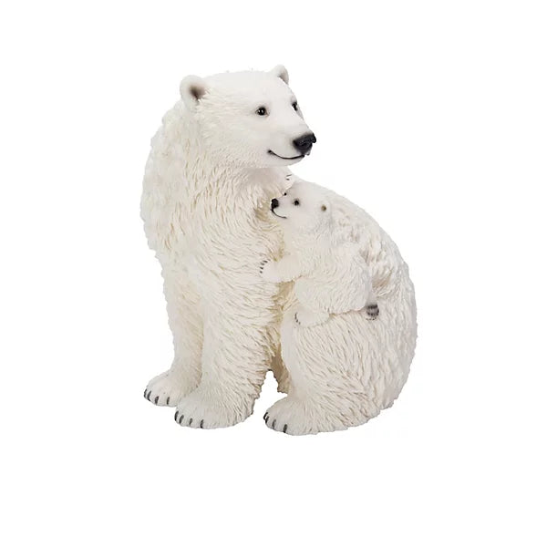 Playful Mother & Baby Polar Bear Christmas Ornament - Image 1