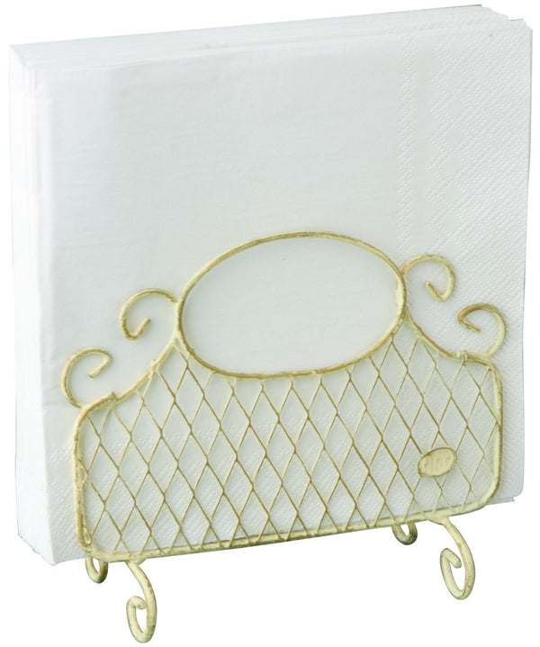 Antique white iron upright napkin dispenser for lunch napkins, rustic style – Keans Claremorris