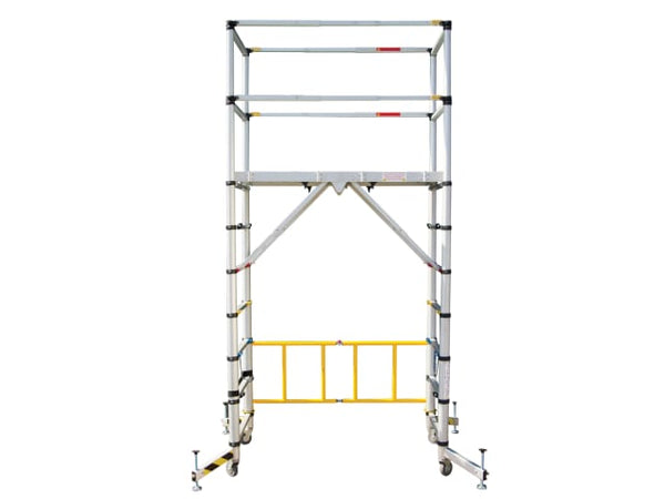 Teletower Aluminium Telescopic Scaffold Tower with toeboards, 7 heights, stabiliser leg, large platform – Keans Claremorris