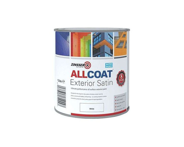 Zinsser Allcoat Exterior Satin 1Ltr White Keans Claremorris