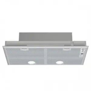 Neff 75cm Silver Metallic Built-In Canopy Cooker Hood with slide control, 3 speeds, LED lights, and metal grease filters –