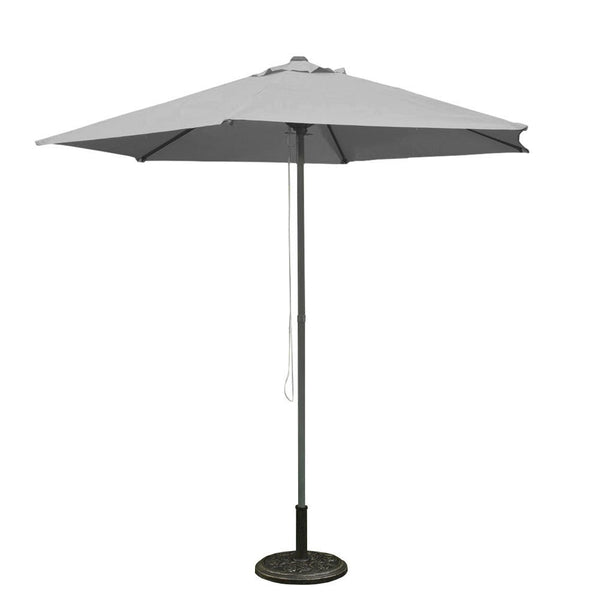 Grey 2.5m aluminum push-up parasol with air vent, UPF30+ and water resistant – Keans Claremorris