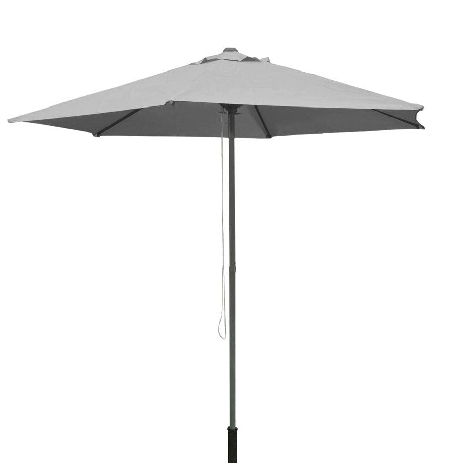 Grey 2.5m aluminum push-up parasol with air vent, UPF30+ and water resistant – Keans Claremorris