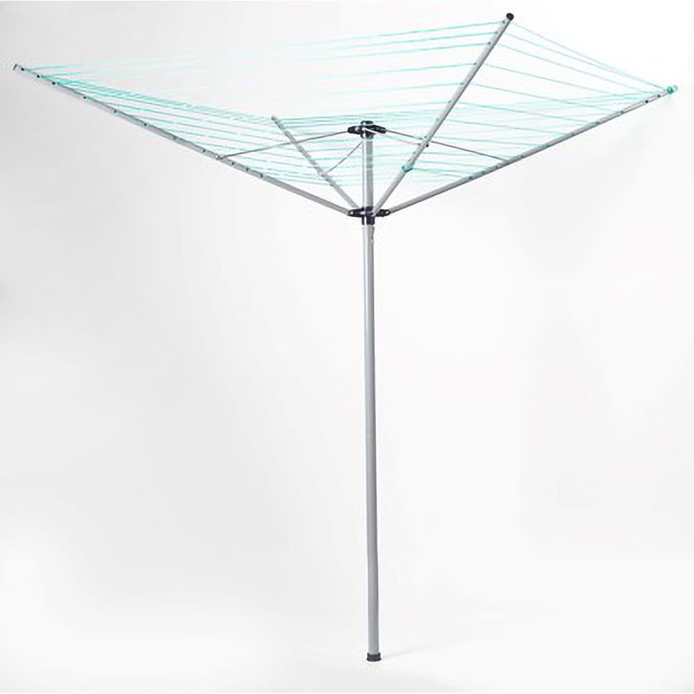 Rotary outside line airer 50m, 4-arm umbrella design, adjustable height, durable powder-coated steel, ground socket - Keans