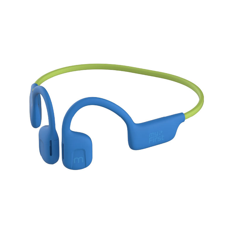 myFirst Headphones AirWaves Blue kids wireless open-ear headphones, 85dB max volume, lightweight, IPX5 water-resistant –