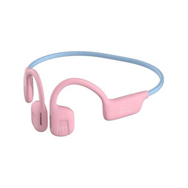 myFirst Headphones AirWaves Pink kids wireless open-ear headphones, 85dB max volume, lightweight, IPX5 water resistant –
