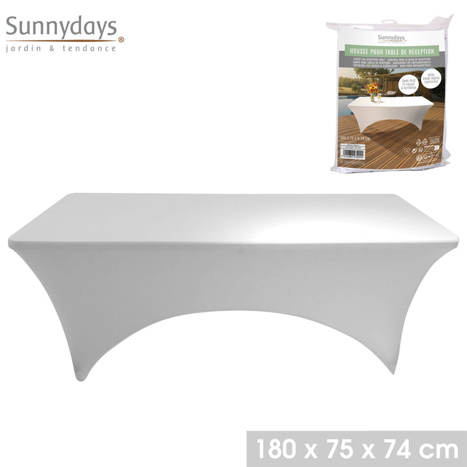 White Spandex Table Cover 180x75x74cm - Image 1