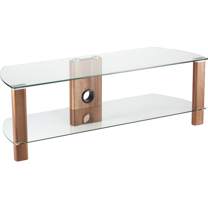 Alphason Century 1200mm Walnut TV Stand with Clear Glass Shelves – Modern Media Unit | Keans Claremorris