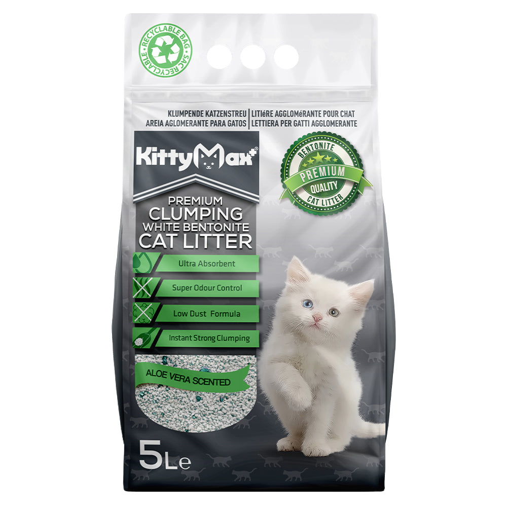 KittyMax 20L Aloe Vera Clumping Cat Litter, ultra absorbent, low dust, odor control – available at Keans Claremorris.