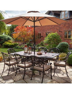 8 Seat Rectangular Bronze Garden Dining Set - Outdoor Furniture by Keans Claremorris