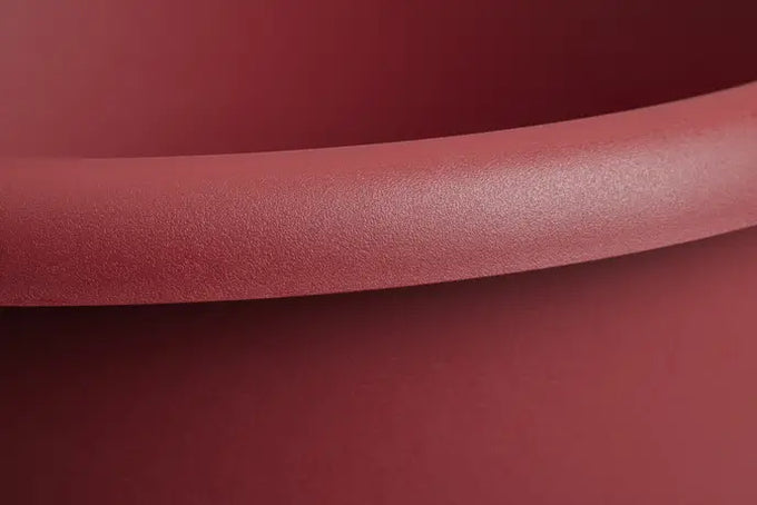 Amiga Round Pot 40cm in Theatre Red – durable cookware, vibrant color, available at Keans Claremorris