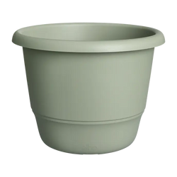 Amiga Round 40cm Thyme Green outdoor flowerpot, recycled plastic, frost-resistant, drainage holes – Keans Claremorris