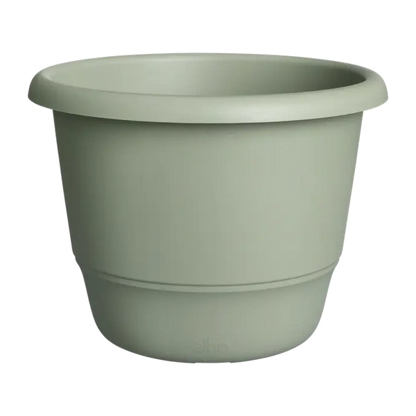 Amiga Round 40cm Thyme Green outdoor flowerpot, recycled plastic, frost-resistant, drainage holes – Keans Claremorris