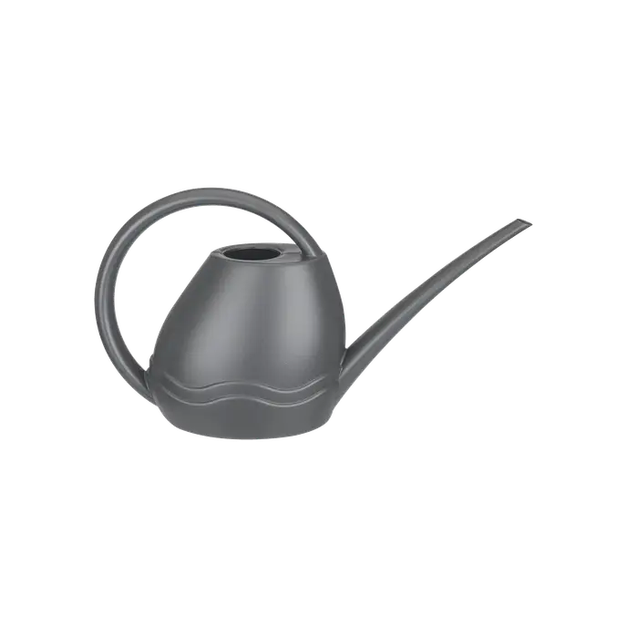 Anthracite Elho Aquarius watering can with curved handle and long narrow spout, 1.5L capacity.