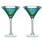 Load image into Gallery viewer, Set of 2 Peacock Cocktail Martini Glasses
