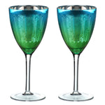 Load image into Gallery viewer, Set of 2 Peacock Wine Glasses
