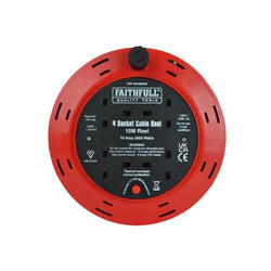Faithfull 10m 240V  10A 4 Socket Cable Reel