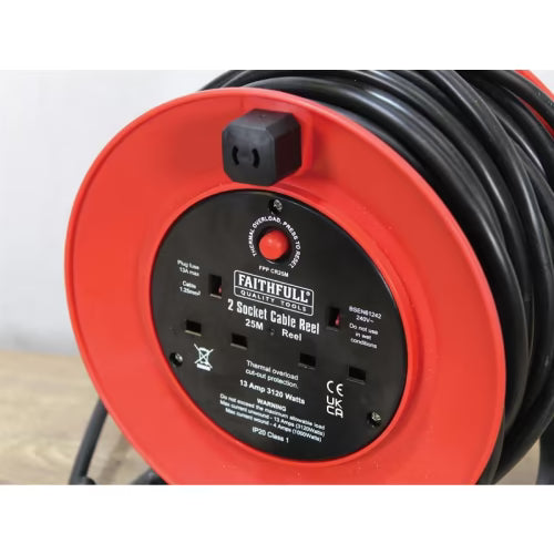 Faithfull Power Plus Open Drum Cable Reel 240V 13A 2-Socket – 20m - Image 4