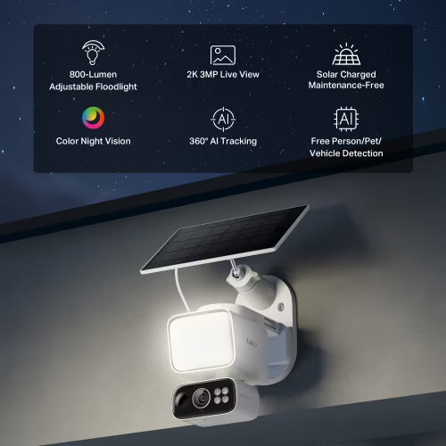 Tp Link Tapo Solar-Powered Floodlight Pan/Tilt Security Camera Kit | TPL-TC50-KIT - Image 4