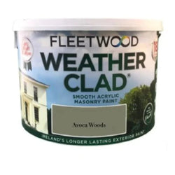 Fleetwood Weatherclad Masonry Paint 10L for exterior walls, durable weather-resistant finish – available at Keans Claremorris