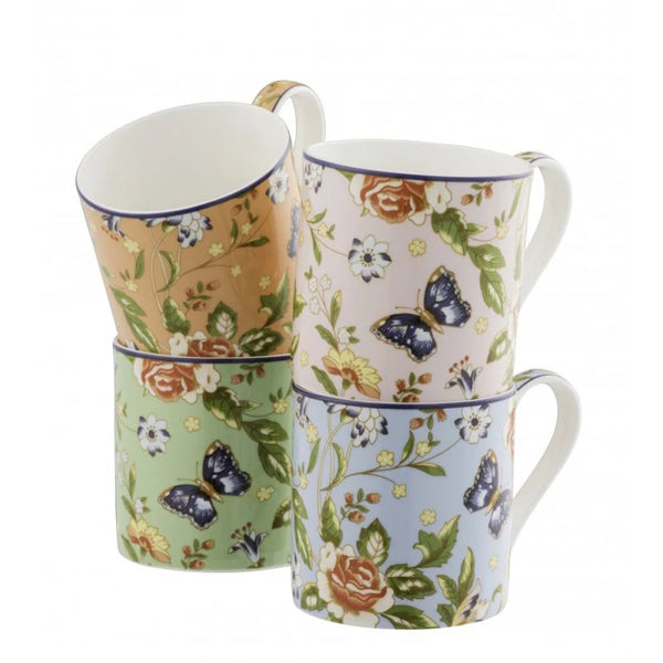 Aynsley Cottage Garden Windsor set of 4 vibrant fine china mugs, 400ml each, gift box, available at Kean’s Claremorris. –