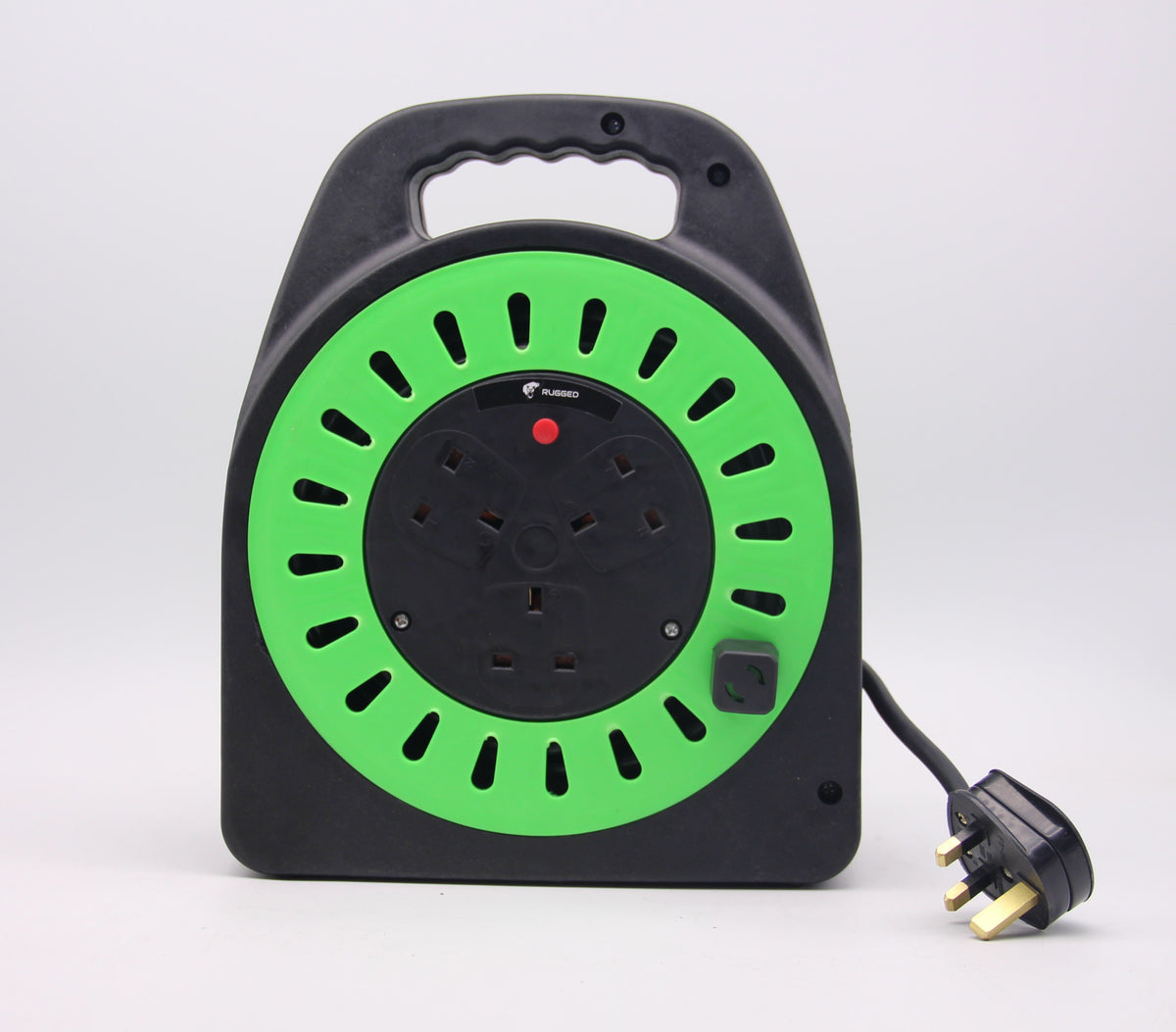 20m 13A 3 Socket Handbag Reel with 1.25mm cable, green moulding, domestic use – Keans Claremorris