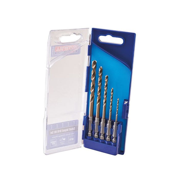 Faithfull 5 Piece Quick Change HSS Cobalt Impact Drill Bit Set 2-6mm, 7 cutting edges, quick-change shank - Keans Claremorris