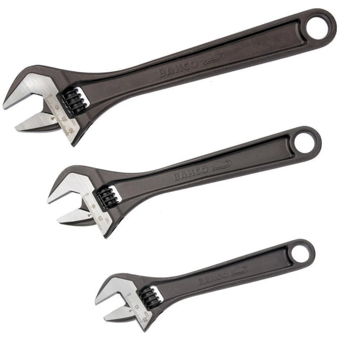 Bahco 80 Series Adjust3 Adjustable Wrench Triple Pack with narrow and wide jaws, 16° head angle, durable finish - Keans