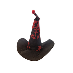 Dog Halloween witch hat costume for small-medium pets, elastic tie, purple or red, by Keans Claremorris