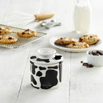 Load image into Gallery viewer, Black &amp; White Cow Pattern Butter Bell Crock
