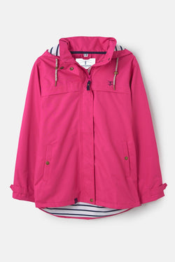Ladies Beachcomber Coat Coral, waterproof, windproof, lightweight with hood and pockets, hip-length jacket by Keans