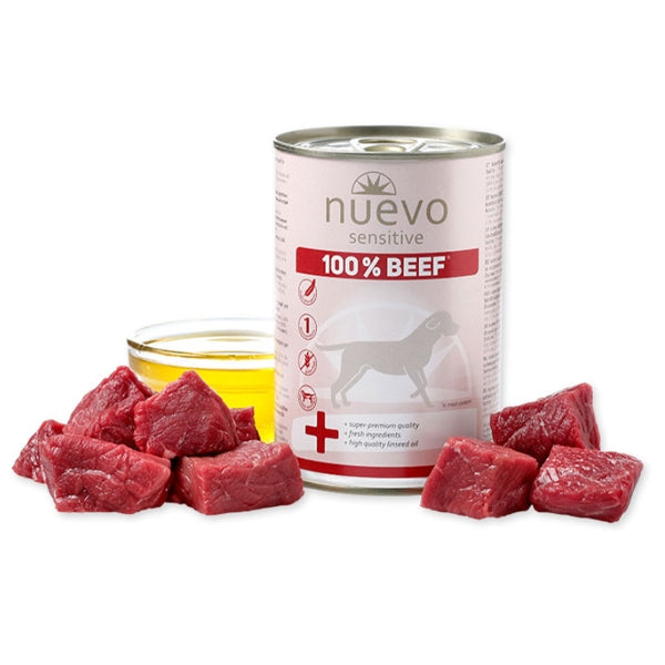 Nuevo Dog Food Sensitive Beef 400g – 72% fresh beef, linseed oil for healthy skin, ideal for sensitive stomachs | Keans
